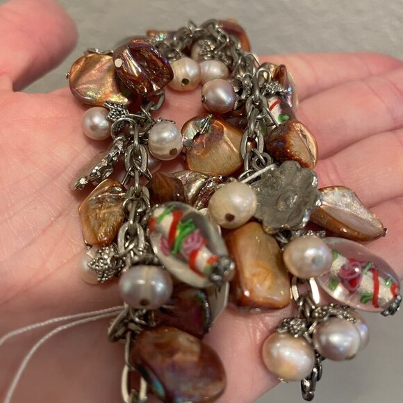 New Pearl and Shell Charm Bracelet - Picture 3 of 4